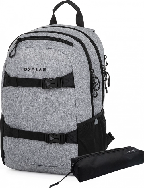 Set ghiozdan și etui OXY Sport Grey Melange