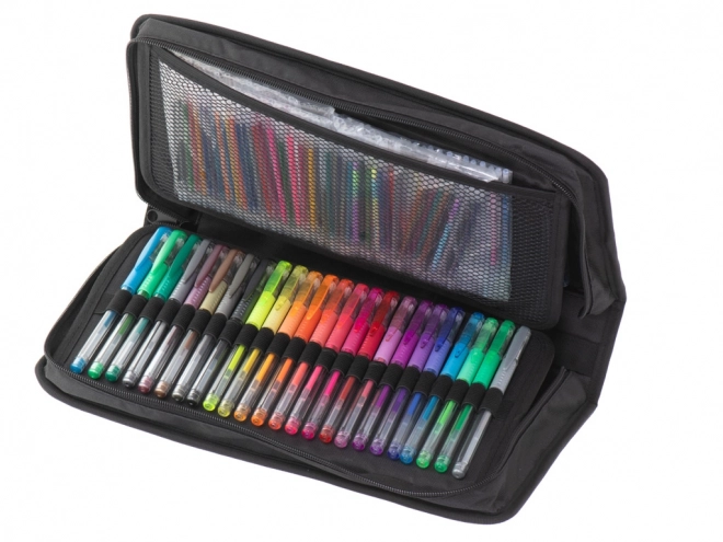 Set de pixuri cu gel colorate în etui - 120 bucăți + 120 rezerve