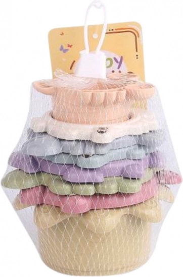 Cești turn colorate pentru baie 2 în 1, pastelate, 6 buc.