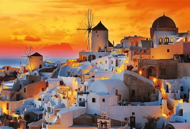 Puzzle romantic la apus: Oia, Santorini - 1500 piese