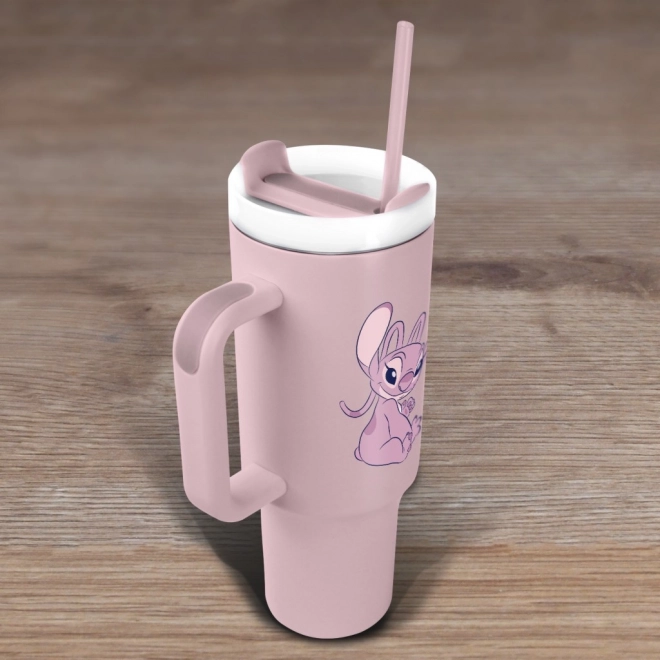 Cana de călătorie Lilo și Stitch cu pai roz