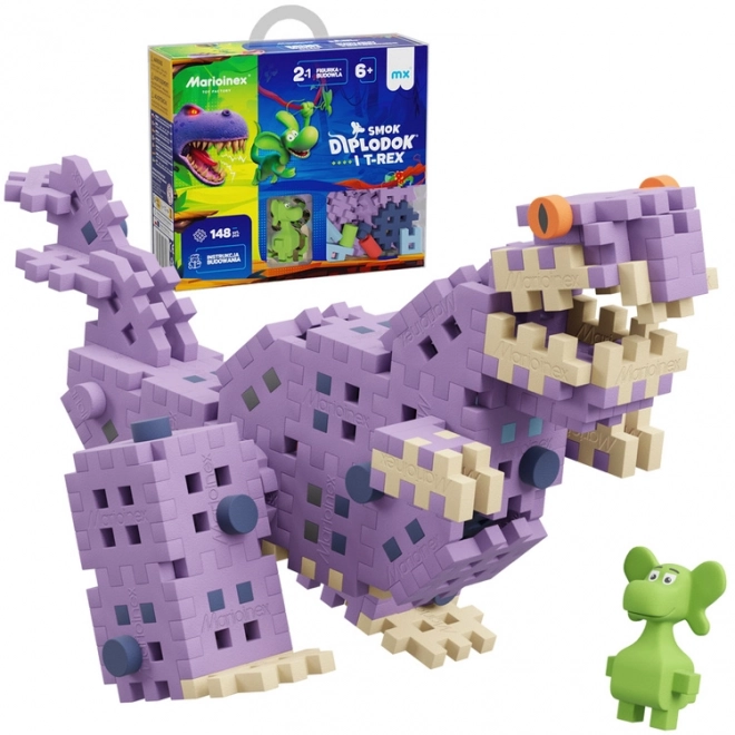 Set de construcție Mini Waffle - Diplodoc și Tyrannosaurus Rex