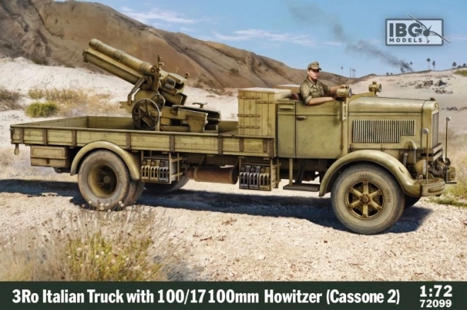 Model camion italian 3Ro cu obuzier 100/17 100mm scala 1/72