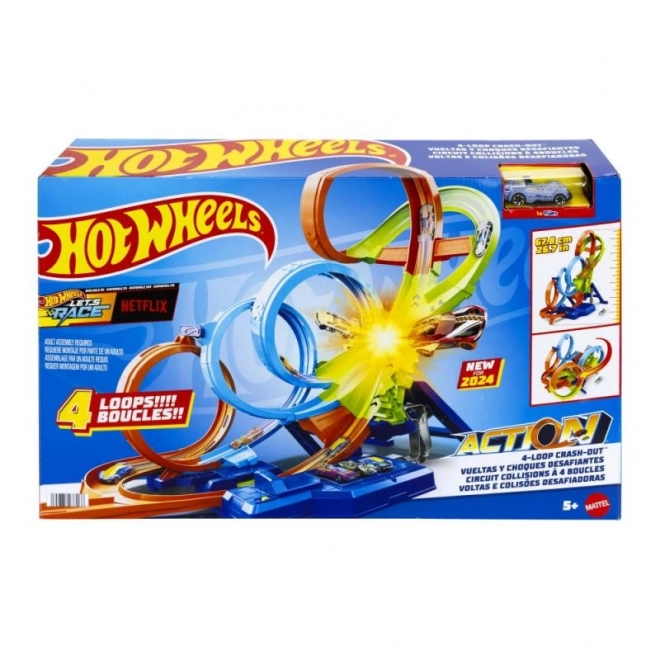 pistă cu patru bucle Hot Wheels