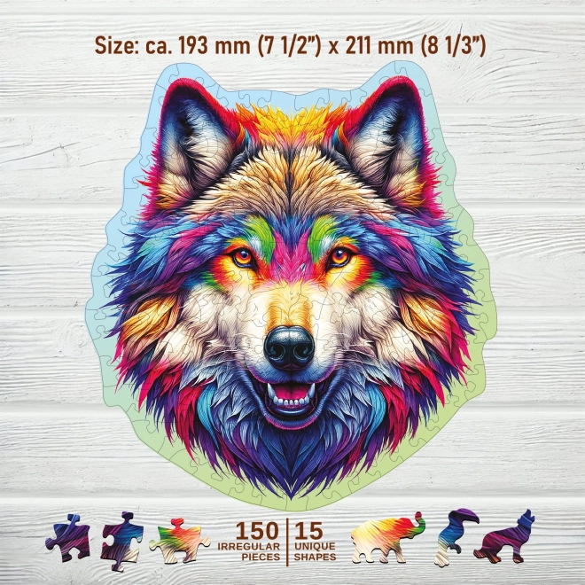 Puzzle de lemn Lupița curcubeu