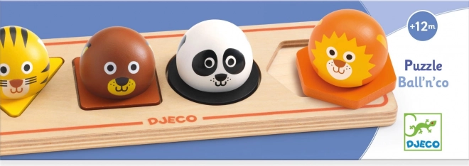 Puzzle din lemn cu animăluțe Ball'n'Co