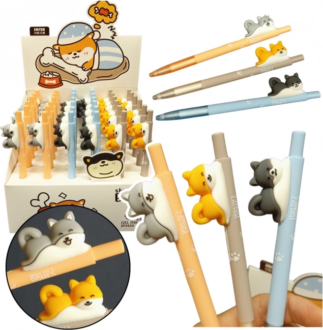 Pix cu gel cu figurina cățeluș Shiba cerneală albastră 0,5 mm