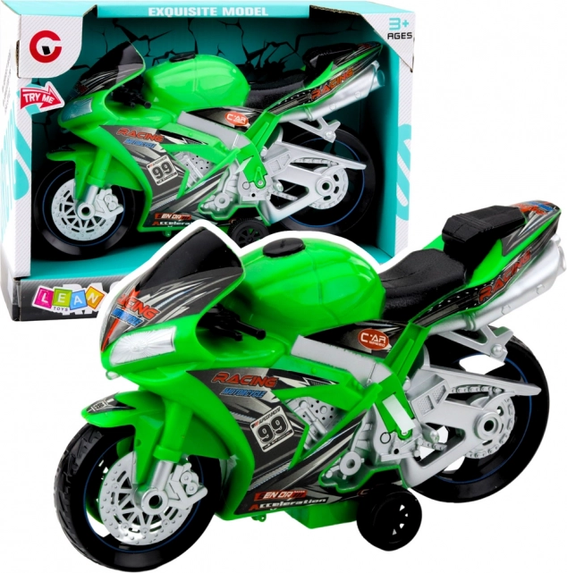 Motocicletă de curse cu efecte de lumină și sunet jucărie verde