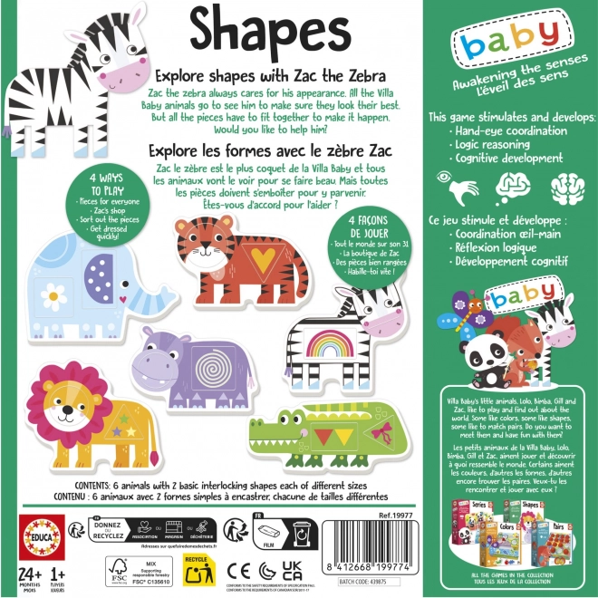 Vârstă Educa Baby Puzzle forme zebra Zak