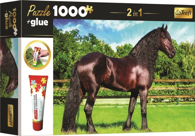 Puzzle TREFL 2 în 1 Friskys Horse 1000 piese cu lipici