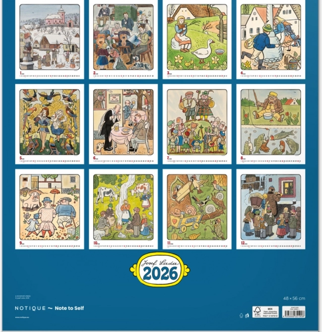 calendar de perete Josef Lada 2026