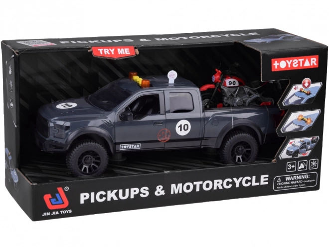 Set pickup auto și motocicletă cu sunet și lumină, uși deschizătoare