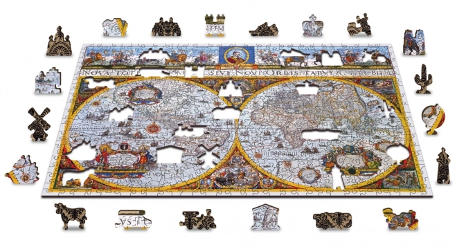 puzzle din lemn harta antică nova terrarum 2 în 1