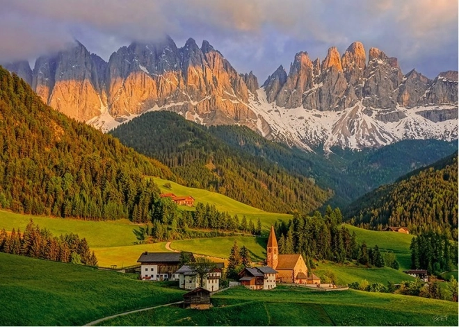 Puzzle Peisaj Santa Maddalena, Dolomiți 1000 piese