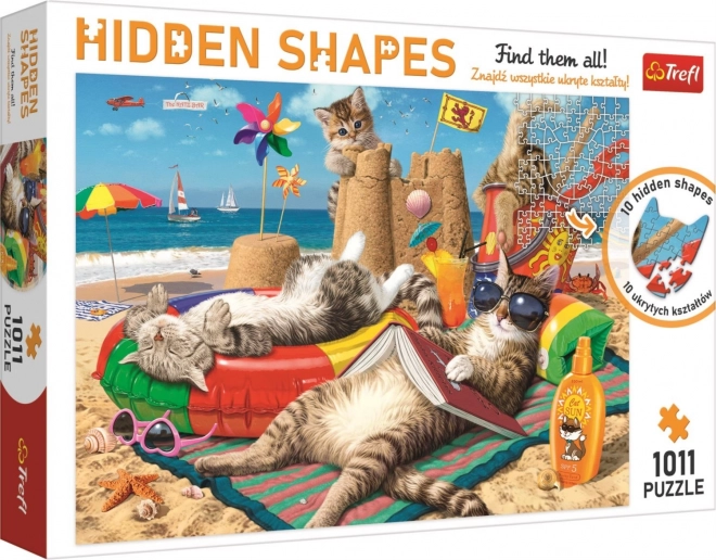 Puzzle TrefL Hidden Shapes - Kocie Vacanțe 1011 piese