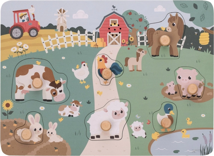 Puzzle sonor din lemn Animale la fermă