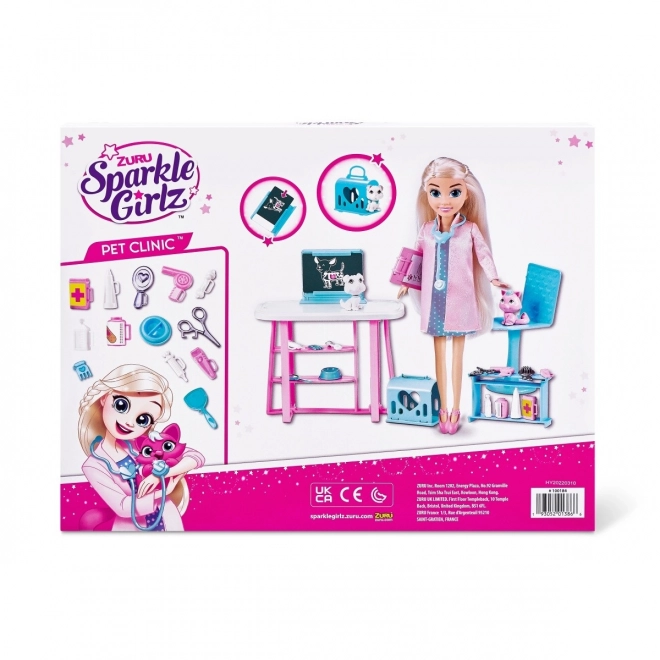 Set clinică veterinară cu păpușă Sparkle Girlz