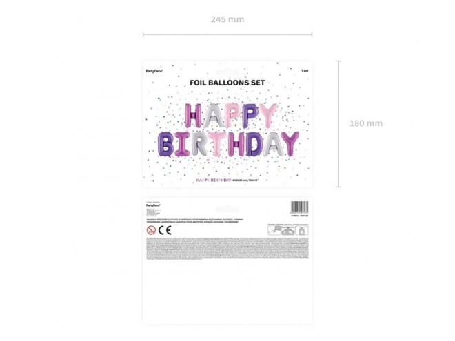 Balon folie Happy Birthday argintiu – mov