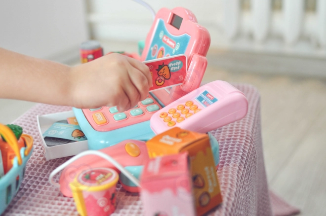 Casă de marcat pentru copii cu scanner, cântar și microfon