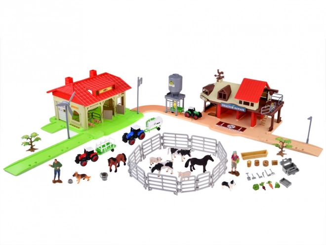 Ferma mare echipată cu tractoare, animale și accesorii