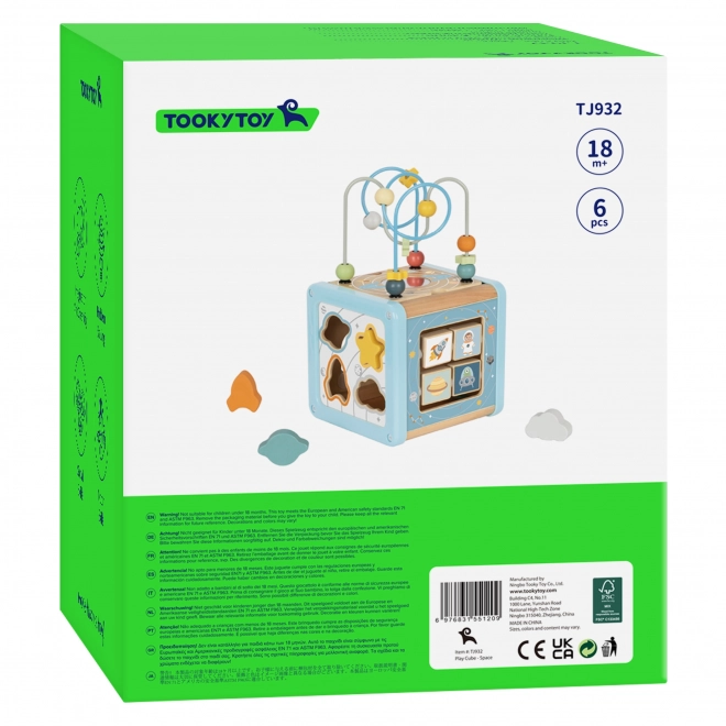 Cub de Activități din Lemn Tooky Toy Spațiu Sortator Labirint