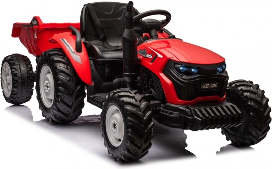 Tractoar pe acumulator HC-306 roșu cu remorcă 24V