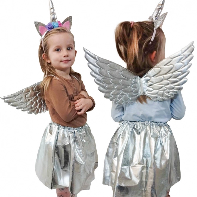 Costum unicorn argintiu pentru carnaval