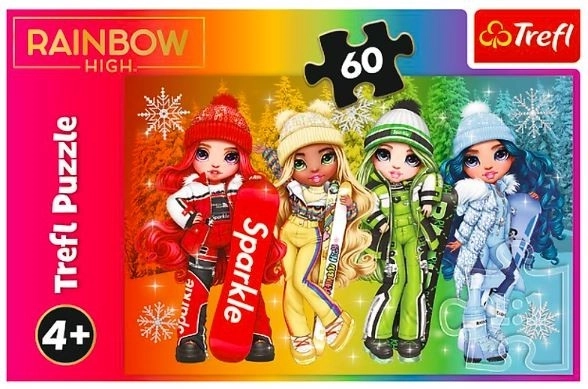 Puzzle 60 piese păpuși vesele Rainbow High