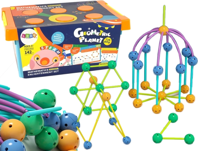 Set de construcție geometrică 3D - 142 piese