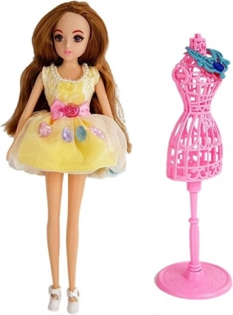 Dressing cu iluminare și oglindă, păpușă 26 cm, set vestimentație și accesorii