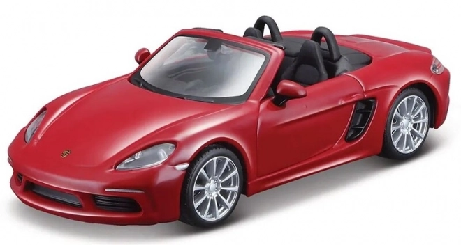 Mașină metalică Bburago 1:32 Porsche 718 Boxster roșu închis galben