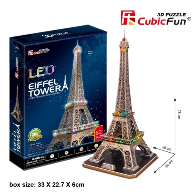 Puzzle 3D cu lumini Turnul Eiffel CubicFun