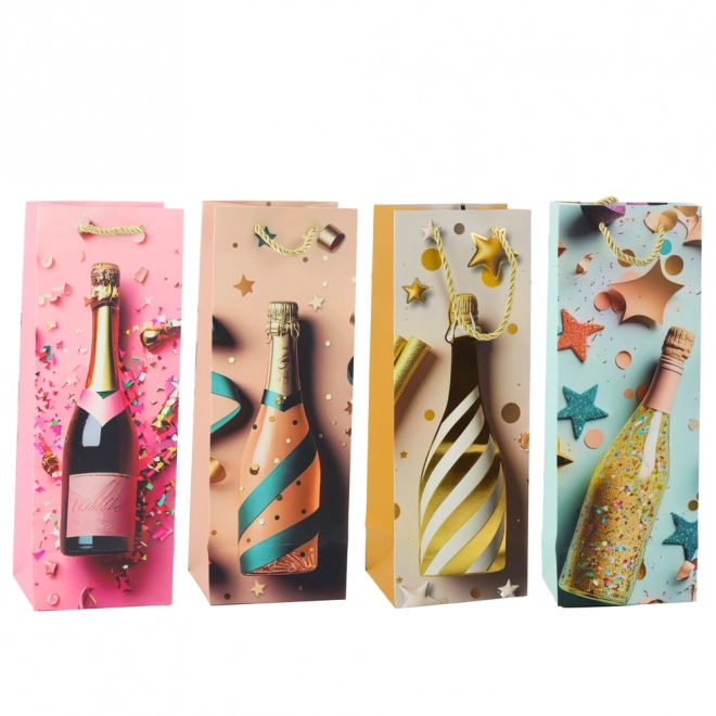 Pungă cadou din hârtie pentru sticla de șampanie pastel