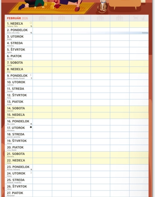 Calendar perete Planificator de Familie XXL 2026
