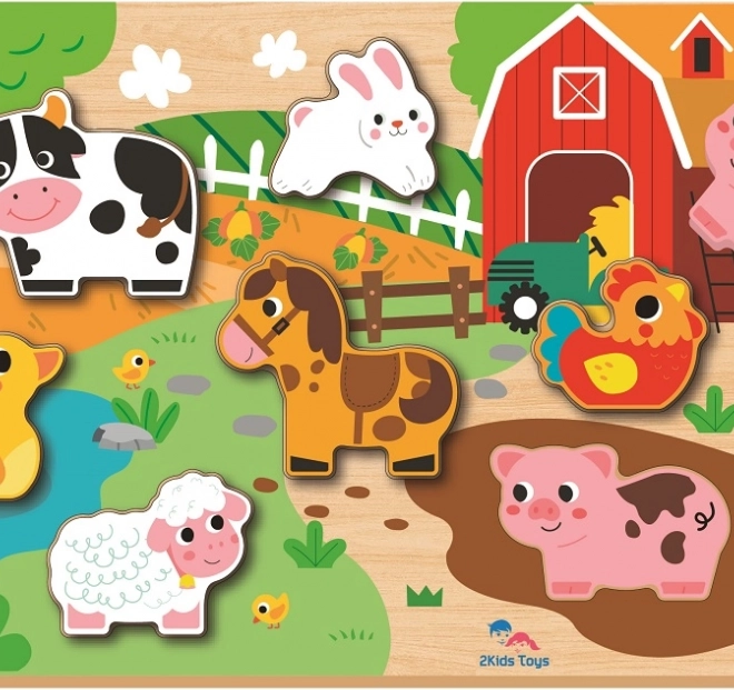 Puzzle inserabil Fermă pentru copii de la 2Kids Toys