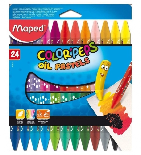 Pasteluri de ulei triunghiulare Maped Color'Peps, set 24 bucăți