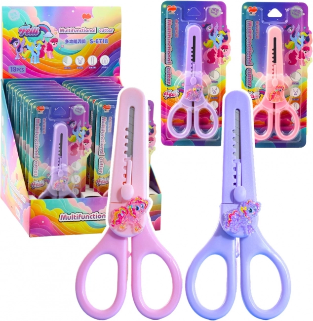 Foarfece pentru copii cu capac și căluț decorativ 14cm