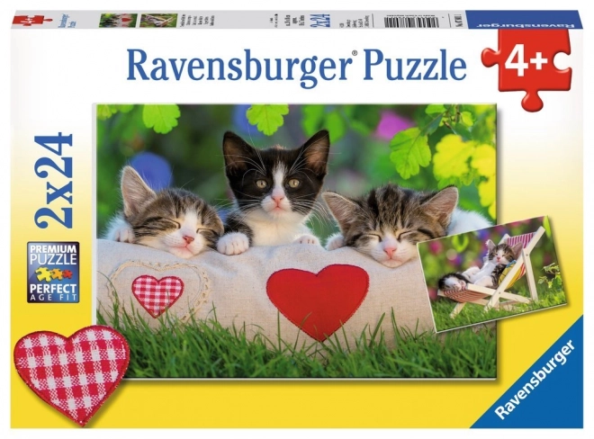 Puzzle Ravensburger 2 în 1 - Pisicuțe adormite