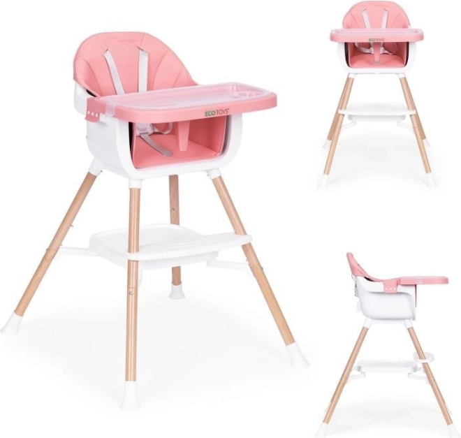 Scaun de masă pentru copii 2 în 1, roz, ECOTOYS
