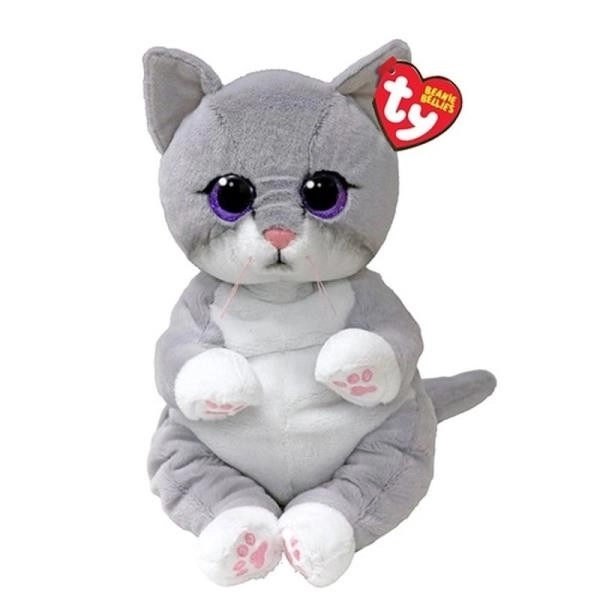 Jucărie de pluș TY Beanie Bellies pisică gri 24 cm