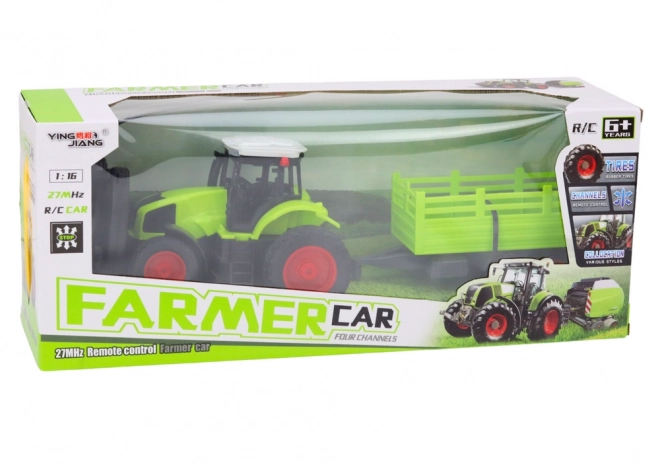 Tractor telecomandat RC cu remorcă verde