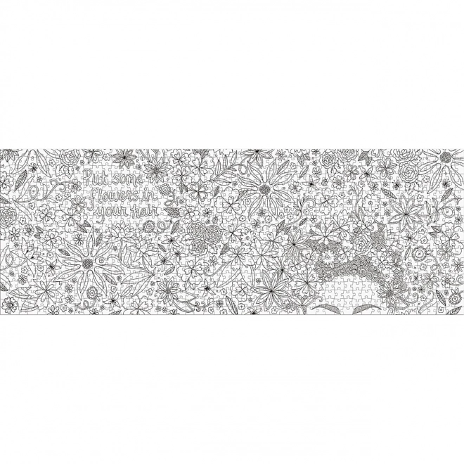 Puzzle panoramic de colorat Flori în păr 1000 piese