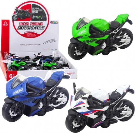 Motocicletă sport de curse cu volant, lumini și sunete