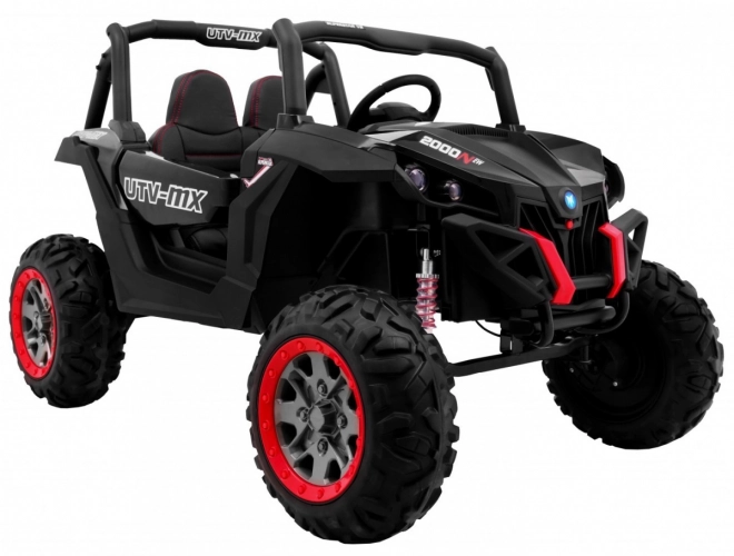 Cărucior pentru copii SuperStar negru + tracțiune 4x4 + telecomandă + portbagaj + MP3 LED + încuietoare uși