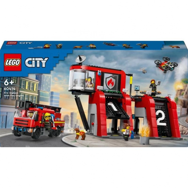 Remiza de pompieri cu camion de pompieri LEGO City