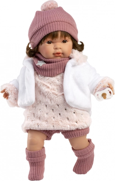 Păpușă realistă Carla cu sunete și corp textil moale 42 cm
