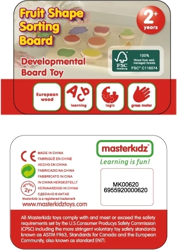 Masterkidz Sortator de Forme din Lemn Fructe Colorate Montessori