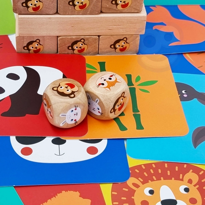 Joc din lemn Jenga Animale TOOKY TOY