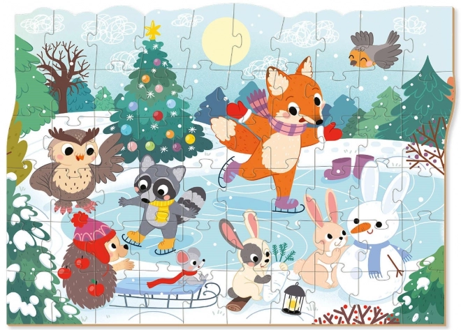Puzzle Anotimpuri: Patinaj de Iarnă Fermecat 60 piese