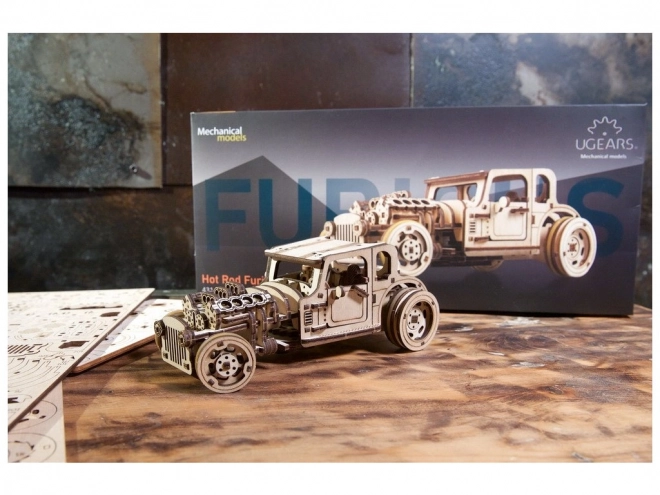 Puzzle mecanic din lemn 3D Ugears Hot Rod Furious